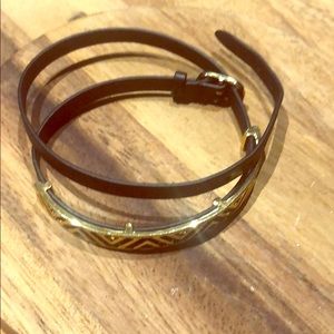 Black leather wrap w gold plate